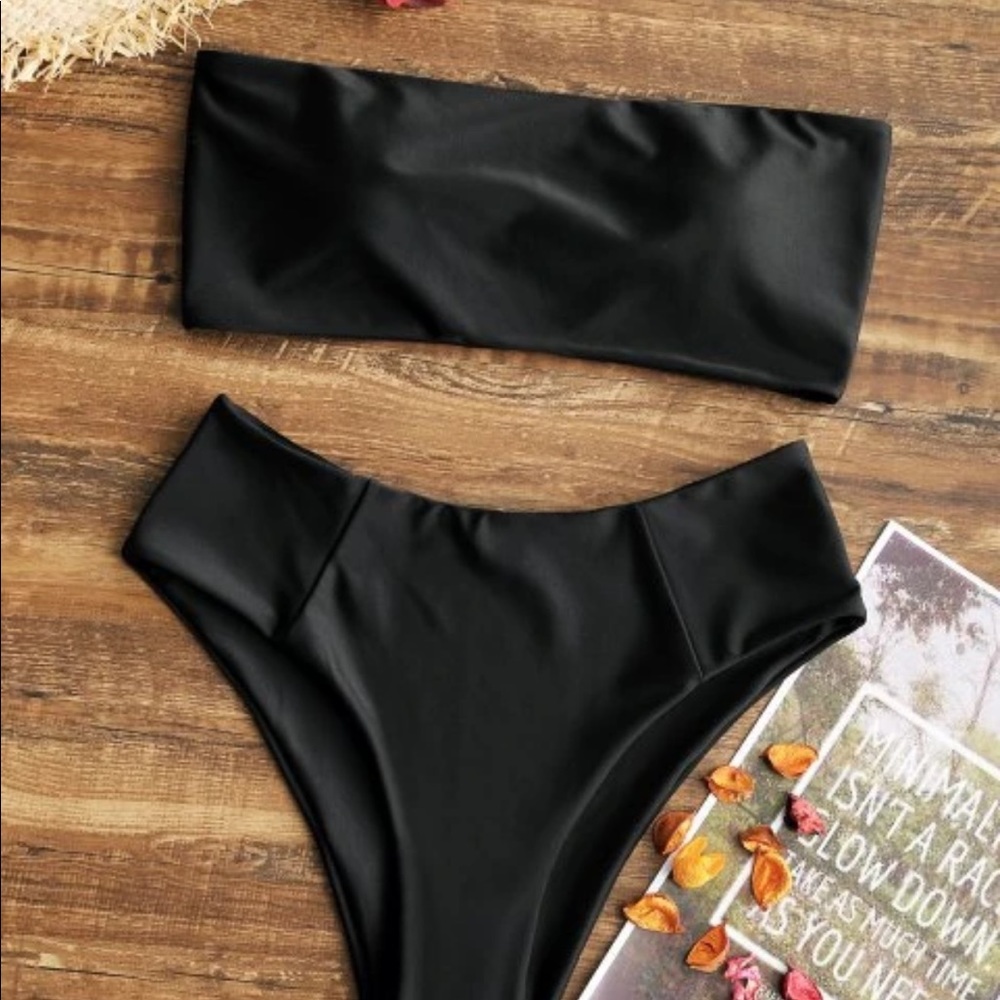 NWT Black high waist bikini bandeau set
